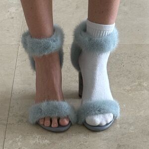 Stuart Weitzman Blue Fur Heels